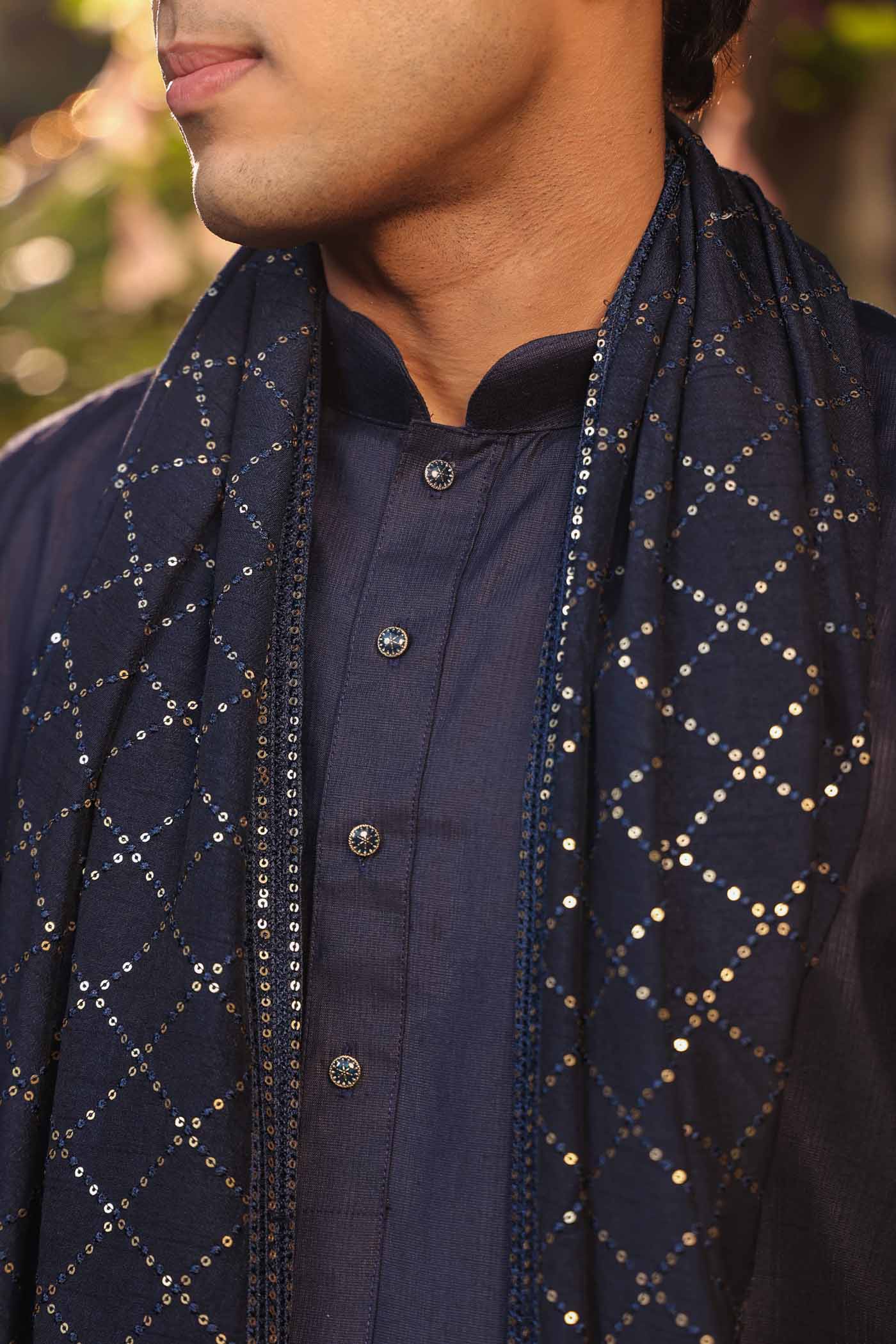 Navy Blue Sequence Dupatta